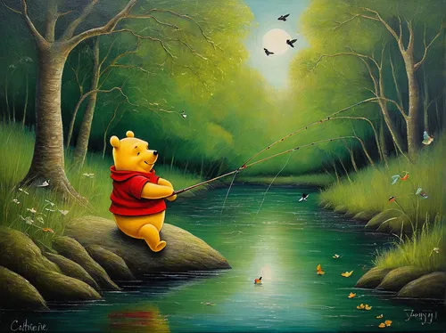 oil painting on canvas,art painting,oil painting,oil on canvas,little bear,children's background,fantasy art,whimsical animals,fantasy picture,world digital painting,antasy,leap of faith,chasing butterflies,chinese art,autumn background,throwing leaves,cute cartoon image,fly fishing,art paint,fineart,Illustration,Abstract Fantasy,Abstract Fantasy 15