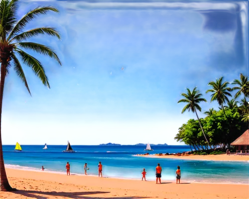 waikiki beach,tobago,boracay,caribbean beach,guadeloupe,paradise beach,beach landscape,outrigger,coconut trees,guadeloupean,dream beach,tropical beach,waikiki,antilles,hawai,mauritius,beach scenery,guadelupe,waikoloa,tropical sea,Art,Classical Oil Painting,Classical Oil Painting 18