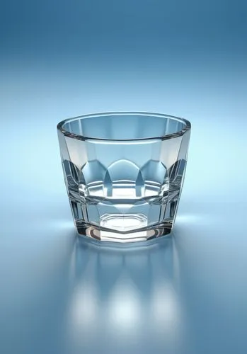 Verre moulé à facette avec transparence 

,a glass that is sitting on a blue table,water glass,glass cup,a cup of water,water cup,an empty glass,water drop,Photography,General,Realistic