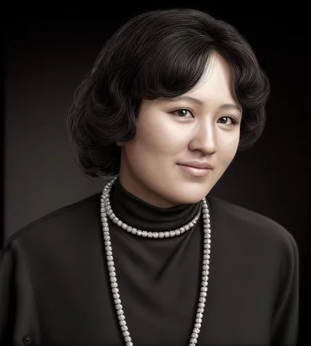 a woman with a black shirt and necklace,namatbayeva,megawati,otunbayeva,nazarbayeva,kartini,bukharbayeva,Common,Common,Natural