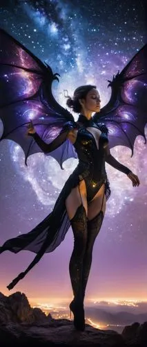 fairies aloft,queen of the night,fantasy woman,heroic fantasy,fantasia,bat,fantasy picture,dark elf,evil fairy,flying girl,dark angel,antasy,faerie,dark-type,3d fantasy,ophiuchus,fantasy art,fantasy girl,fairy galaxy,celestial body