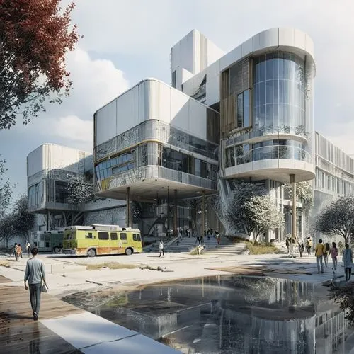 an aerial view of a large building by the ocean,europan,ucsf,mvrdv,technion,morphosis,medical center,Conceptual Art,Fantasy,Fantasy 16