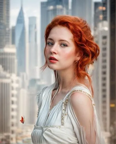 the young woman is posing for a po,romanoff,demelza,chastain,redheads,irisa,red head,Common,Common,Photography