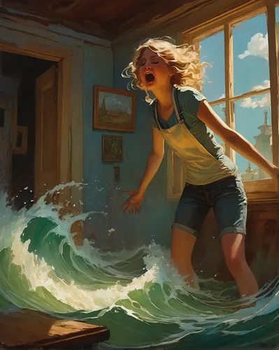 splashing,sea storm,tsunami,little girl in wind,the wind from the sea,sea water splash,splashing around,sci fiction illustration,splash,water splash,wind wave,siren,tidal wave,world digital painting,little girl running,kids illustration,mermaid background,game illustration,water splashes,digital painting,Conceptual Art,Fantasy,Fantasy 18