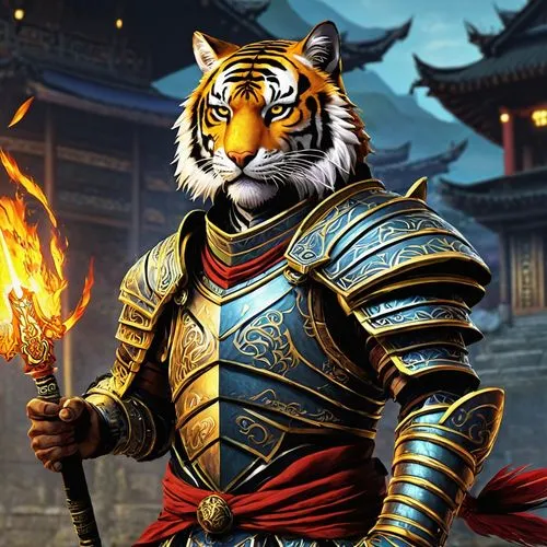 asian tiger,cat warrior,royal tiger,yi sun sin,shuanghuan noble,tiger png,a tiger,tiger,wild emperor,tiger cat,goki,type royal tiger,tigerle,bengal tiger,xing yi quan,jeongol,golden dragon,siberian tiger,fire background,armored animal,Illustration,Japanese style,Japanese Style 05