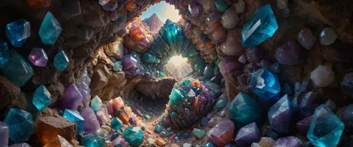 пещера кристаллов,a huge amount of rock is being built into a cave,crystals,colored stones,rock crystal,kaleidoscape,geode,gemstones,cavern,crystalize,semiprecious,shard of glass,glass pyramid,diamond