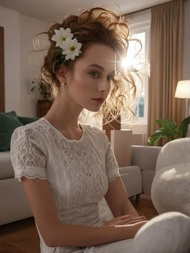 romantic look,white dress,girl in flowers,girl in white dress,girl in a wreath,lily-rose melody depp,white winter dress,margairaz,lili,bridal,beautiful girl with flowers,elegant,wedding dress,white daisies,marguerite,elizaveta,doily,floral,bridal dress,kleinfeld,Photography,General,Realistic