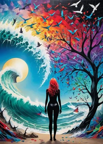 mermaid background,tidal wave,the wind from the sea,japanese waves,birds of the sea,tsunami,ocean waves,rogue wave,japanese wave,waves,tide-low,little mermaid,against the current,surfers,the endless sea,the people in the sea,wind wave,sirens,ocean,sea,Conceptual Art,Graffiti Art,Graffiti Art 07