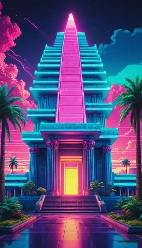 80's design,temples,tropicana,paradisus,xanadu,aesthetic,Conceptual Art,Sci-Fi,Sci-Fi 28