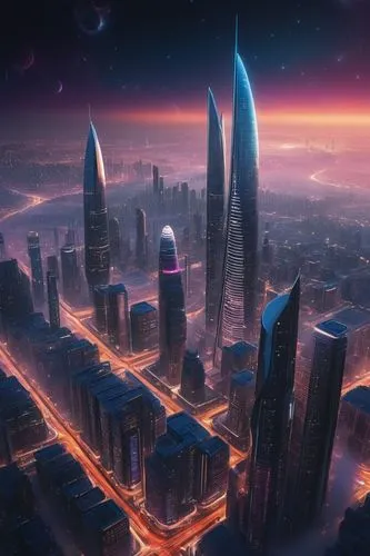 cybercity,futuristic landscape,metropolis,coruscant,cybertown,cityscape,cyberport,fantasy city,city at night,dubai,skyterra,megalopolis,megacorporation,futuregen,city skyline,city cities,cyberia,futuristic,skylstad,coruscating,Conceptual Art,Daily,Daily 05