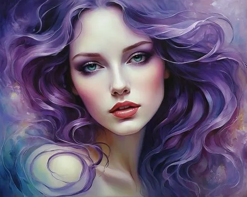 mystical portrait of a girl,la violetta,fantasy art,purple lilac,fantasy portrait,violetta,Illustration,Realistic Fantasy,Realistic Fantasy 30