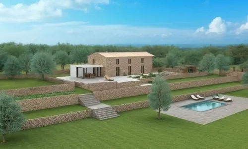 3d rendering,holiday villa,modern house,landscaped,sketchup,casabella