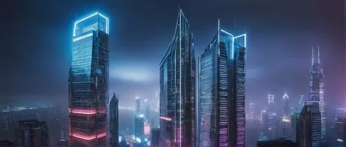 guangzhou,cybercity,cybertown,cyberport,futuristic landscape,shanghai,ctbuh,cyberpunk,coruscant,futuristic architecture,futuristic,skyscrapers,chongqing,metropolis,urban towers,dystopian,coruscating,chengdu,cyberia,megacorporation,Illustration,Abstract Fantasy,Abstract Fantasy 07