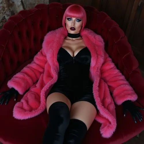 pink chair,the fur red,animal fur,fur,fur coat,tatianna