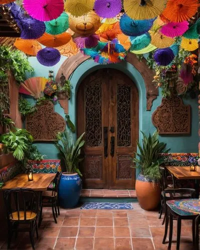 tlaquepaque,patios,rosa cantina,puertas,taqueria,oaxacan,patio,alebrije,cabos,floral decorations,casa,mex,hacienda,mexico,inside courtyard,coyoacan,cabanas,antigua guatemala,mexicos,aztecas,Illustration,Realistic Fantasy,Realistic Fantasy 46