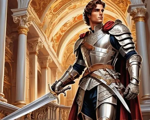 paladin,heroic fantasy,templar,joan of arc,knight armor,crusader,male elf,tyrion lannister,cullen skink,male character,massively multiplayer online role-playing game,knight,melchior,alaunt,king arthur,cg artwork,htt pléthore,king caudata,the archangel,game illustration,Unique,Design,Sticker