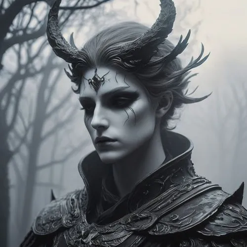 dark elf,demoness,fantasy portrait,maleficent,faun,morwen,Photography,Black and white photography,Black and White Photography 15