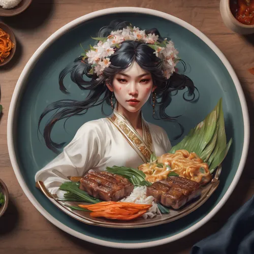 Sangak on a plate,bun cha,bibimbap,korean cuisine,congee,nabemono,korean royal court cuisine,noodle bowl,korean chinese cuisine,laksa,korean food,jjigae,naengmyeon,kimchi,rice dish,sundubu jjigae,makg