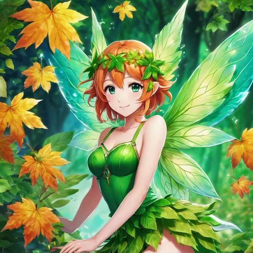 flower fairy,garden fairy,fae,spring leaf background,fairy,faerie,poison ivy,aurora butterfly,child fairy,little girl fairy,butterfly background,butterfly green,fairies,leaf background,flora,dryad,fairy forest,spring background,vanessa (butterfly),faery,Illustration,Japanese style,Japanese Style 03