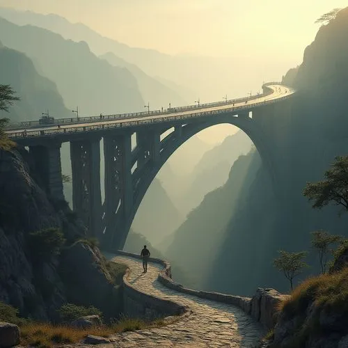 scenic bridge,canyon,mountain pass,mountain highway,highway bridge,golden bridge,bridge,bixby creek bridge,alpine crossing,dragon bridge,hangman's bridge,taroko,alpine route,road bridge,steep mountain pass,valley of death,adventure bridge,mountain road,chmarossky viaduct,sweeping viaduct,Photography,General,Realistic