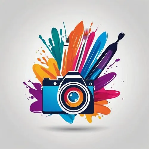 A Logo composed of artwork elements such as a color palette, paintbrush, or camera to convey creativity and expression in the Culture & Arts industry.,instagram logo,microstock,flickr icon,social medi