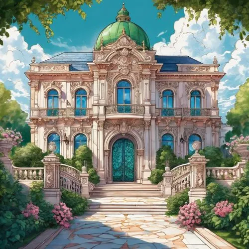 dreamhouse,miramare,mansion,fairy tale castle,chateau,celsus library,castle of the corvin,country estate,palace,marble palace,dandelion hall,deruta,violet evergarden,private house,luxury property,forest house,palladianism,alfheim,stone palace,europe palace,Illustration,Black and White,Black and White 05