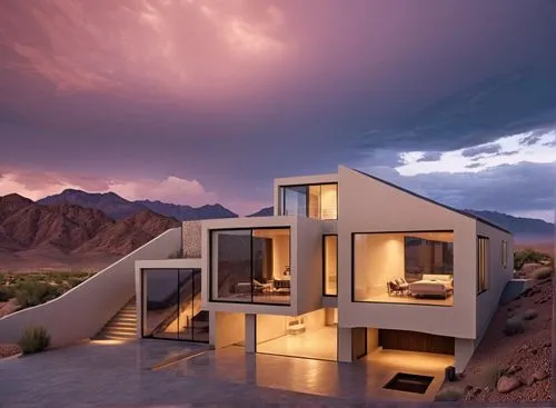 super house hyper modern great quality ,background  desert with mountains ,without cars ,dunes house,cubic house,house in the mountains,house in mountains,quartzsite,dreamhouse,modern architecture,mod