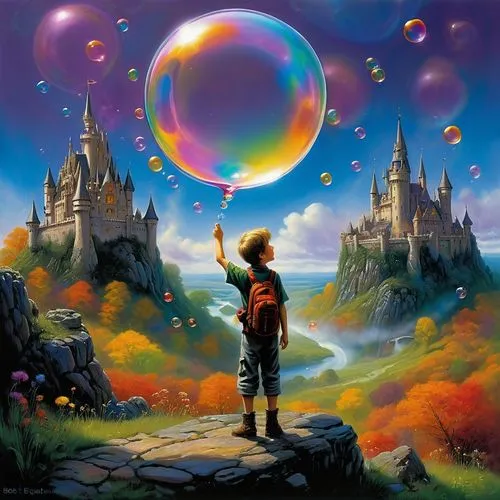 fantasy world,soap bubble,fantasy picture,imaginationland,neverland,magical adventure,Illustration,Realistic Fantasy,Realistic Fantasy 32