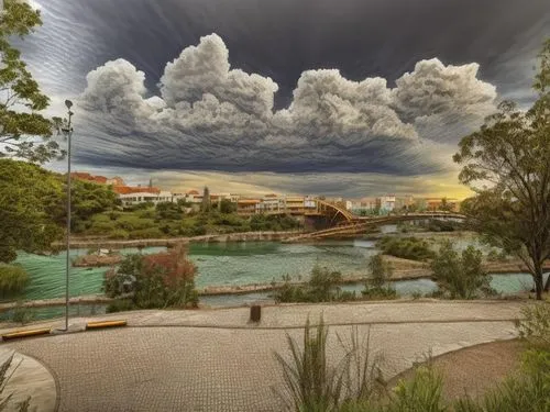 puente que conecta dos lugares,rotorua,albuquerque volcano park,parramatta,australian mist,bushfire,bush fire,thunderhead,thunderheads,towering cumulus clouds observed,smoke plume,a thunderstorm cell,