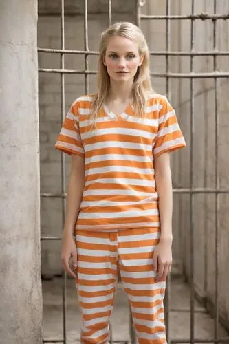 prisoner,prison,horizontal stripes,orange,eleven,stop children suicide,isolated t-shirt,children is clothing,arbitrary confinement,jumpsuit,captivity,liberty cotton,murcott orange,striped background,onesie,stripped leggings,one-piece garment,the girl in nightie,restriction,child protection