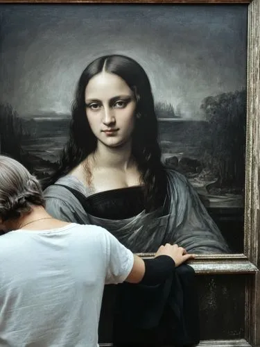 gioconda,italian painter,mona,meticulous painting,painting technique,monalisa,Photography,Black and white photography,Black and White Photography 11