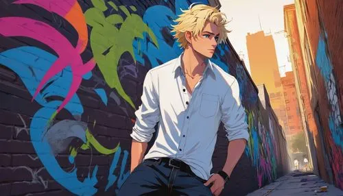 sanji,boruto,graf-zepplin,alleyway,alley,graffiti,cool blonde,ren,codes,stylish boy,blond,darjeeling,graffiti art,portrait background,tangelo,rainmaker,adonis,gin,background images,mural,Illustration,Vector,Vector 08