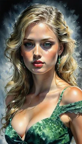 fantasy art,world digital painting,celtic woman,photo painting,fantasy portrait,celtic queen,sarah walker,ginta,irishwoman,jessamine,fantasy picture,blonde woman,oil painting,the blonde in the river,margaery,fantasy woman,green mermaid scale,art painting,tanith,enchantress,Conceptual Art,Oil color,Oil Color 03