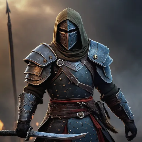 assassin,templar,crusader,hooded man,iron mask hero,warlord,massively multiplayer online role-playing game,assassins,mercenary,knight armor,paladin,the warrior,lone warrior,raider,dane axe,male character,wall,best arrow,awesome arrow,bandit theft,Illustration,Paper based,Paper Based 15