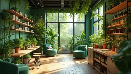 study room,green living,indoor,houseplants,green plants,house plants,greenhouse,sunroom,verdant,reading room,conservatory,apothecary,hanging plants,houseplant,herbology,green garden,indoors,greenery,loft,nook,Photography,General,Realistic