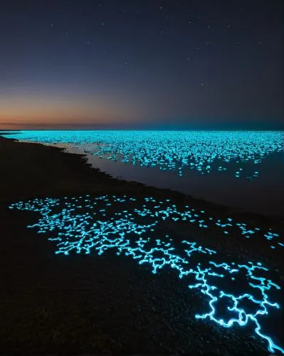 bioluminescence,salt desert,starfishes,desert coral,fractal lights,coral reef,luminescence,salt-flats,alien world,water pearls,coral-spot,stony coral,dubai desert,energy field,diamond lagoon,dark beach,sea night,stone desert,sea foam,libyan desert,Photography,Artistic Photography,Artistic Photography 10