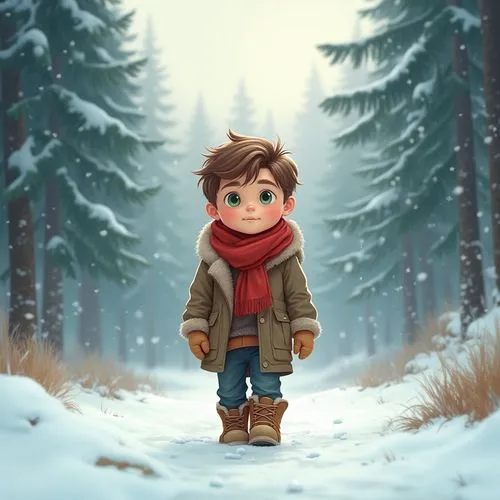 hiccup,cute cartoon image,tumnus,cute cartoon character,winter background,kids illustration