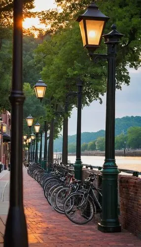 lambertville,harborwalk,rondout,tarrytown,occoquan,street lamps,streetlamps,rhinecliff,annapolis,historic street lighting,riverfront,iron street lamp,sagamore,poughkeepsie,peekskill,hoboken,bike path,esplanade,georgetown,susquehanna,Art,Artistic Painting,Artistic Painting 49