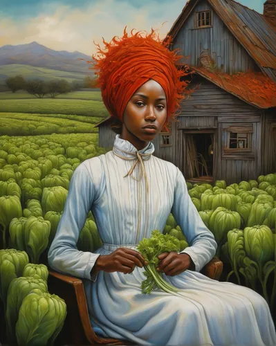 Create a story set in a peaceful celery farm.,woman of straw,girl with bread-and-butter,woman holding pie,farmworker,cloves schwindl inge,safflower,glean,virginia strawberry,winemaker,david bates,farm