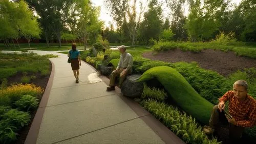 a couple of people that are standing in the grass,green garden,horticulturists,garden of plants,botanical gardens,biopiracy,botanical garden,Photography,Documentary Photography,Documentary Photography