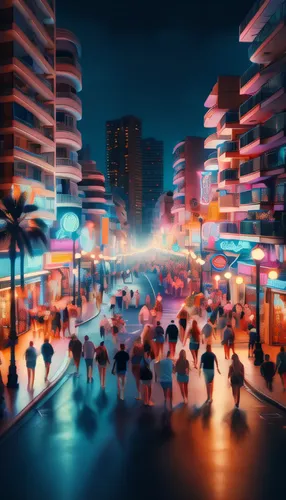 busan night scene,colorful city,neon carnival brasil,fantasy city,copacabana,honolulu,3d render,world digital painting,boulevard,night scene,virtual landscape,digital compositing,render,harbour city,n