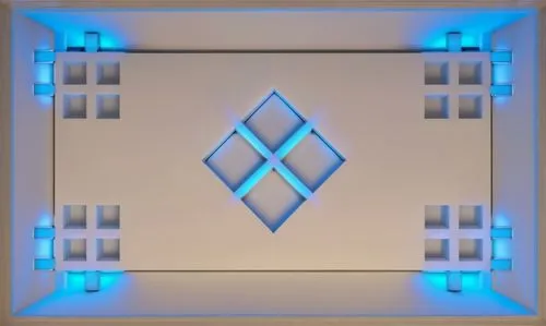 Gypsum decoration in the ceiling of a room with hidden LED lighting the ceiling,a room with a light that is on the ceiling and an upside down wall,garrison,bluetooth logo,wall,holocron,square logo,pol