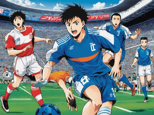 world cup,sports game,ishigaki,soccer kick,tokyo summer olympics,anime cartoon,soccer team,soccer,soccer ball,net sports,anime japanese clothing,wall & ball sports,anime 3d,playing sports,game arc,european football championship,sports,soccer player,anime,footballer,Illustration,Japanese style,Japanese Style 04