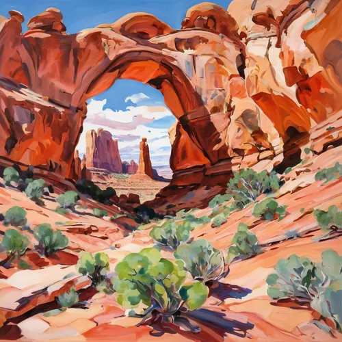 red canyon tunnel,fairyland canyon,red rock canyon,arches national park,desert landscape,arches,sandstone rocks,arches raven,desert desert landscape,sandstone wall,rock arch,cliff dwelling,valley of fire,canyon,kayenta,glen canyon,antelope canyon,arizona,three point arch,arid landscape,Conceptual Art,Oil color,Oil Color 18