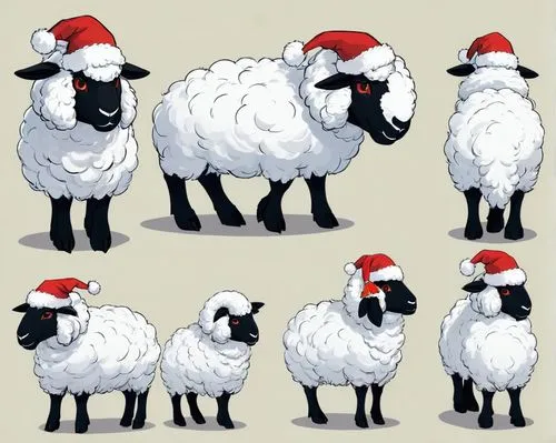 male sheep,christmas stickers,wool sheep,christmas animals,christmas labels,dwarf sheep,Unique,Design,Character Design