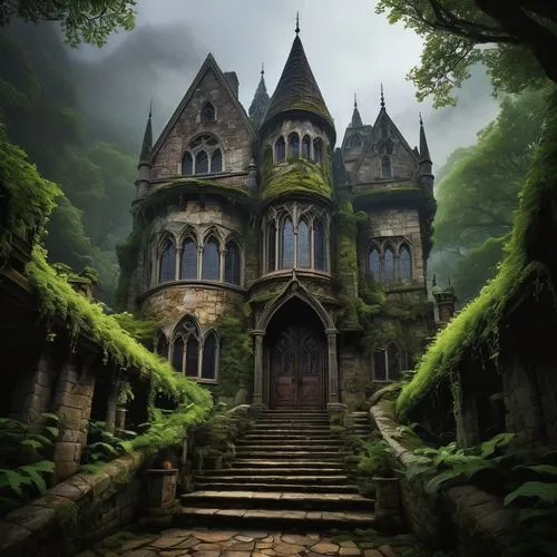 witch's house,ghost castle,fairytale castle,fairy tale castle,haunted castle,witch house,house in the forest,gothic style,the haunted house,castle of the corvin,haunted house,haunted cathedral,gothic,dreamhouse,forest house,rivendell,creepy house,chateaux,castlevania,castle,Illustration,American Style,American Style 02