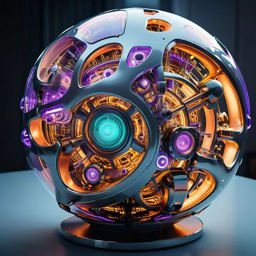 a futuristic light that looks like a ball,cinema 4d,servitor,cyberscope,ballbot,3d model,gyroscope,Photography,General,Sci-Fi