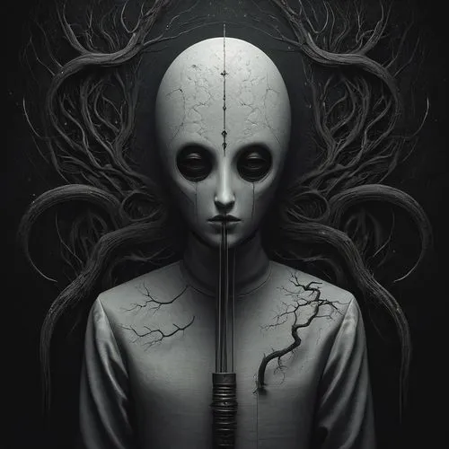 neomordellistena,giger,dark art,slender,prometheus,humanoid,alienated,sopor,repulsion,boonmee,vril,absentia,alien,narcosis,scull,pierrot,barebone,isolator,afflicted,asaro,Illustration,Realistic Fantasy,Realistic Fantasy 17