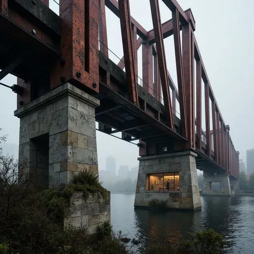 railroad bridge,memorial bridge,railway bridge,tangshan railway bridge,oxenbridge,trestle,old bridge,bridge piers,bridge,androscoggin,chain bridge,foggy day,pictbridge,bridged,colorado riverway bridge,danube bridge,under the bridge,highbridge,hangman's bridge,aerial lift bridge