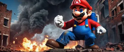 super mario,mario,super mario brothers,luigi,mario bros,petrol-bowser,fuel-bowser,smash,fighter destruction,fire background,kong,inferno,explosion destroy,nintendo,plumber,yoshi,extreme game,run,angry man,apocalypse,Unique,Paper Cuts,Paper Cuts 01